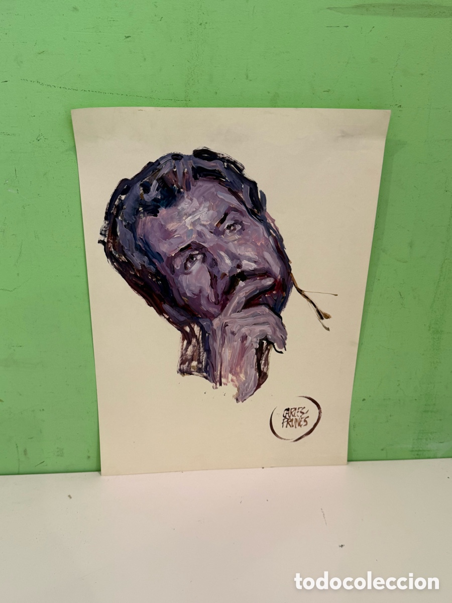 Arte: Carles Prun&eacute;s (1937-2017) &ndash; Retrato original sobre papel firmado, 40 x 30 cm