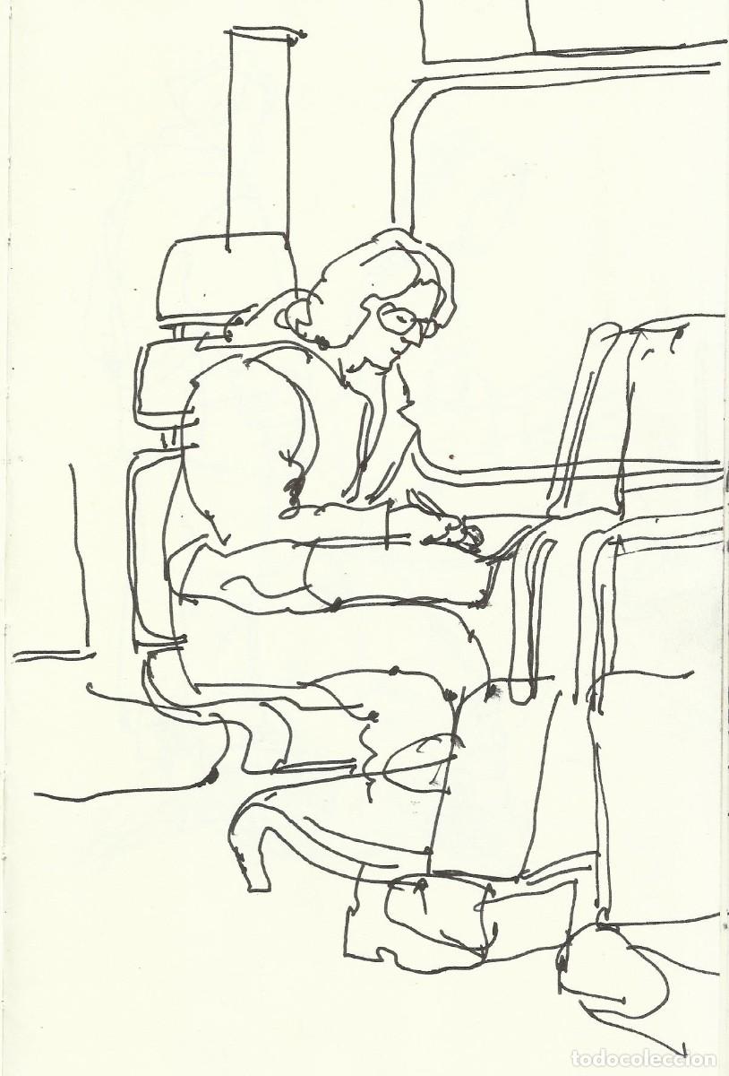 Arte: Carlos Enrique Lencinas G&oacute;mez. Tinta sobre papel. &rdquo;Apunte: Se&ntilde;ora dentro del tren&rdquo;. Sin firmar.