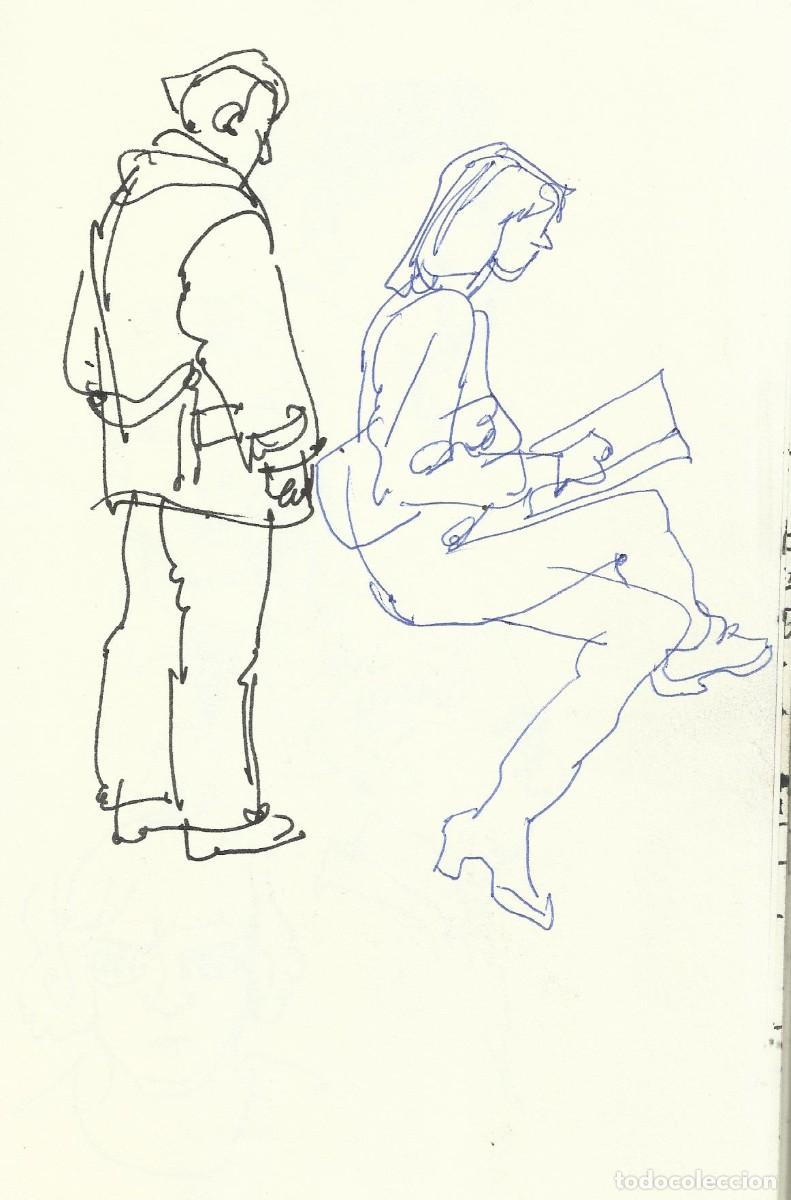 Arte: Carlos Enrique Lencinas G&oacute;mez. Tinta sobre papel. &rdquo;Apunte: Pareja, mujer leyendo&rdquo;. Sin firmar.