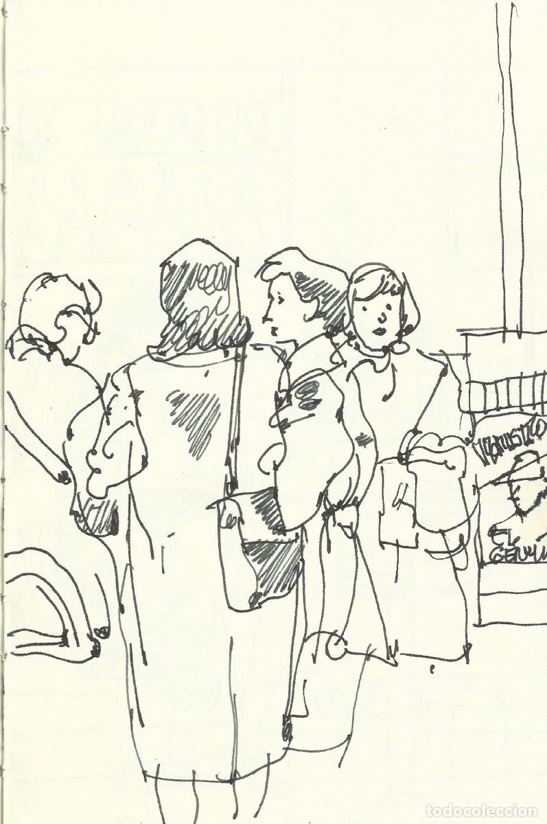 Arte: Carlos Enrique Lencinas G&oacute;mez. Tinta sobre papel. &rdquo;Apunte: Mujeres, abrigos y bolsos&rdquo;. Sin firmar.