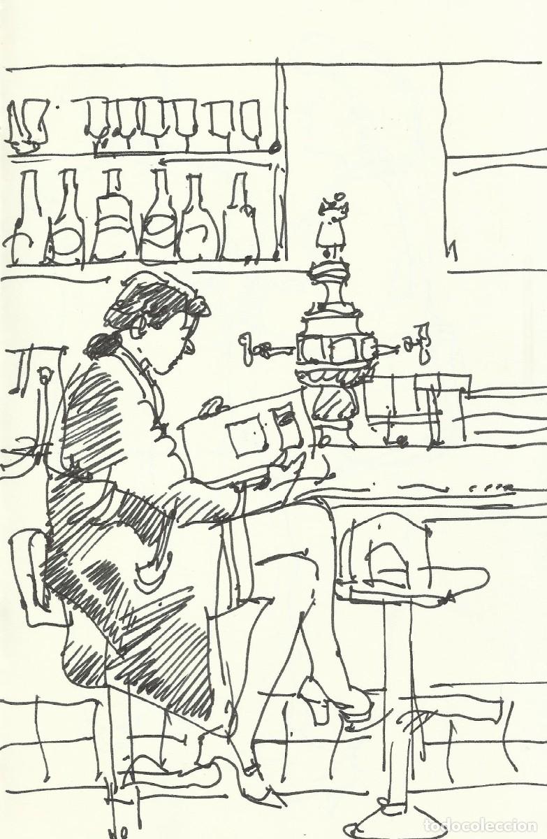 Arte: Carlos Enrique Lencinas G&oacute;mez. Tinta sobre papel. &rdquo;Apunte: Mujeres en un bar o cantina&rdquo;. Sin firmar.
