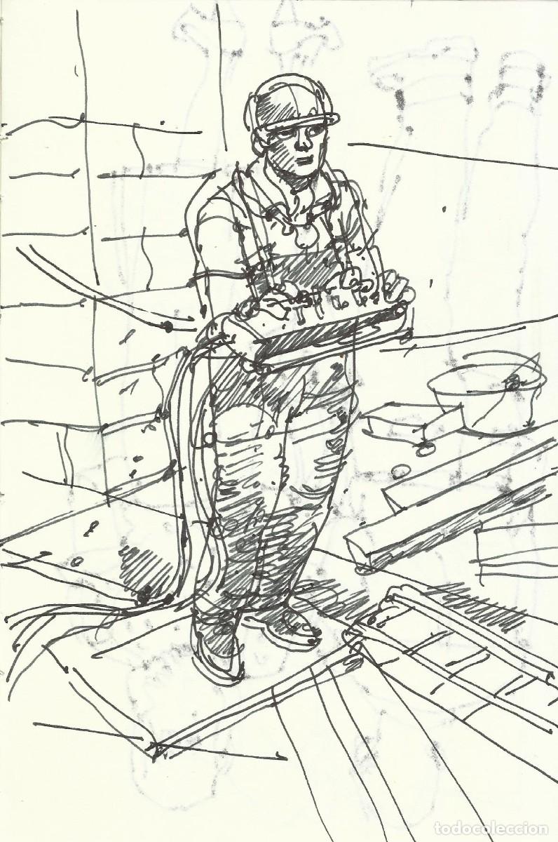 Arte: Carlos Enrique Lencinas G&oacute;mez. Tinta sobre papel. &rdquo;Apunte: Construcci&oacute;n. en la obra&rdquo;. Sin firmar.