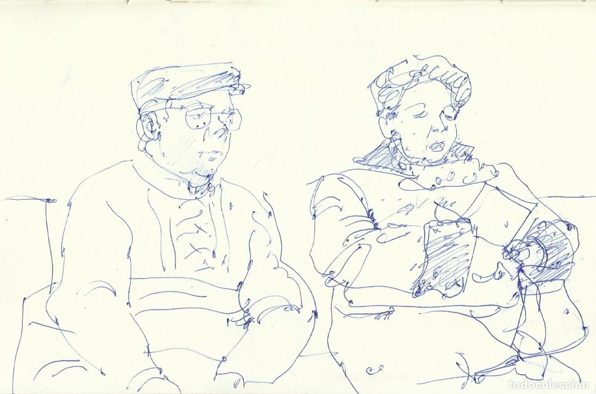 Arte: Carlos Enrique Lencinas G&oacute;mez. Tinta sobre papel. &rdquo;Apunte: Matrimonio sentado&rdquo;. Sin firmar.