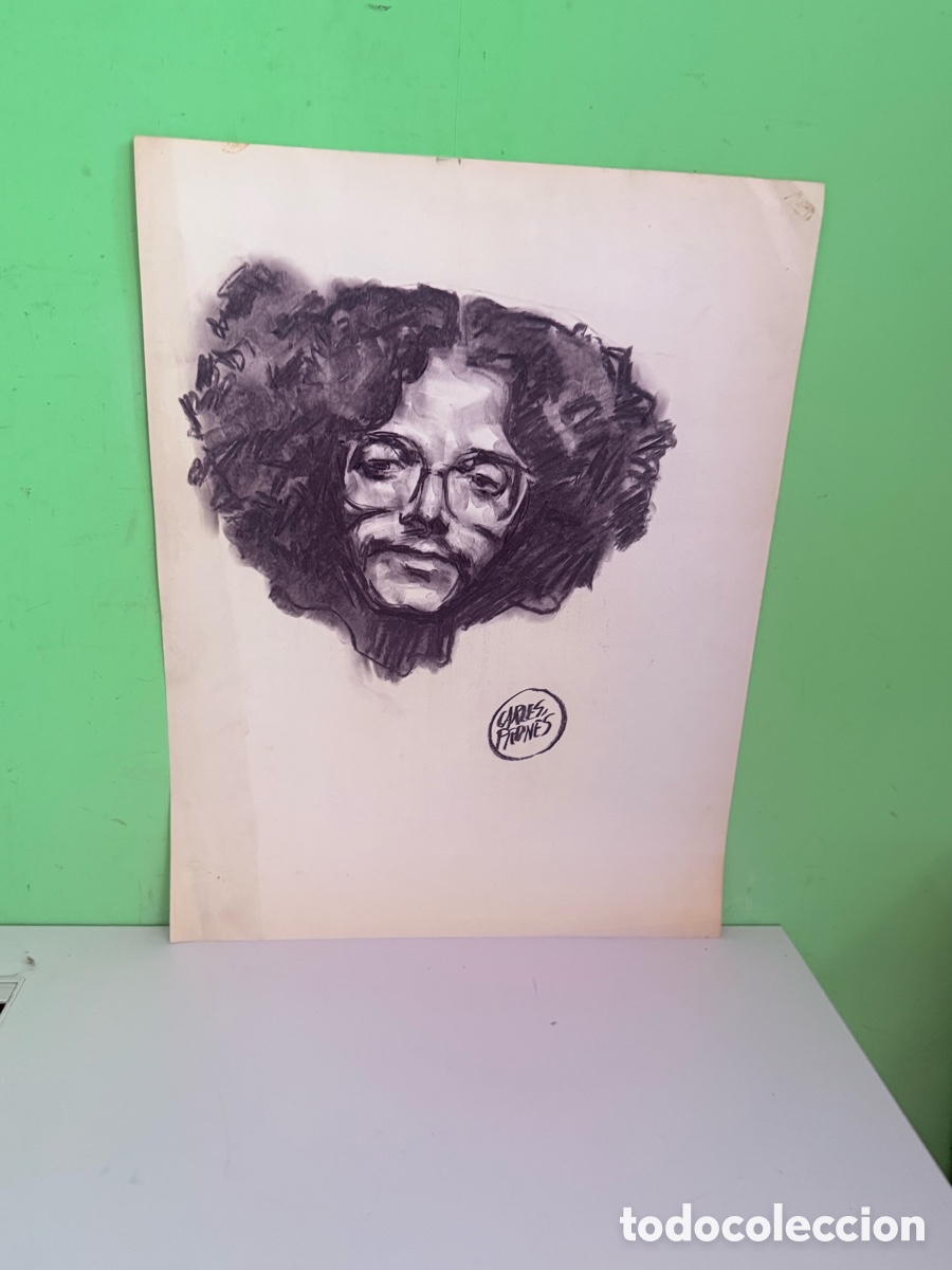 Arte: Carles Prun&eacute;s (1937-2017) &ndash; Retrato masculino con gafas, dibujo sobre papel, firmado, 65x50 cm