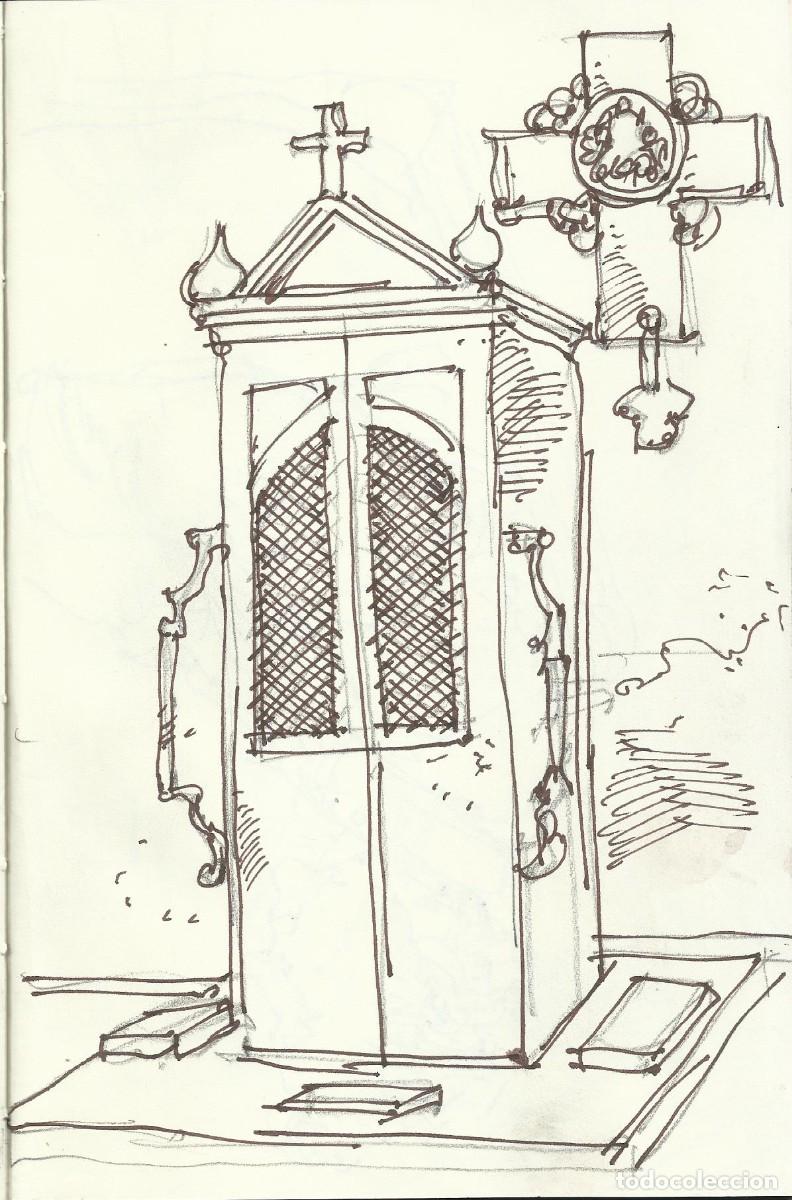Arte: Carlos Enrique Lencinas G&oacute;mez. Tinta sobre papel. &rdquo;Apunte: En el confesionario. Iglesia&rdquo;. Sin firmar