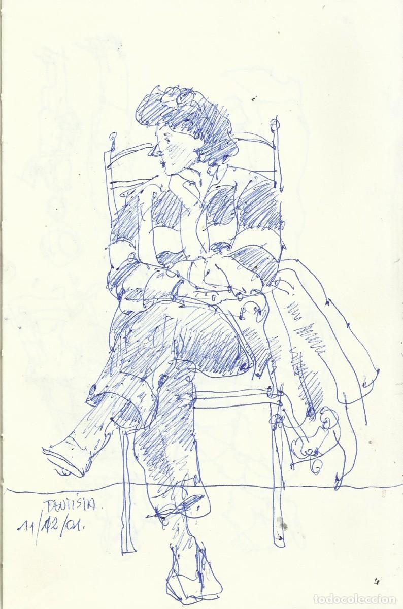 Arte: Carlos Enrique Lencinas G&oacute;mez. Tinta sobre papel. &rdquo;Apunte: Esperando en el dentista&rdquo;. Sin firmar.