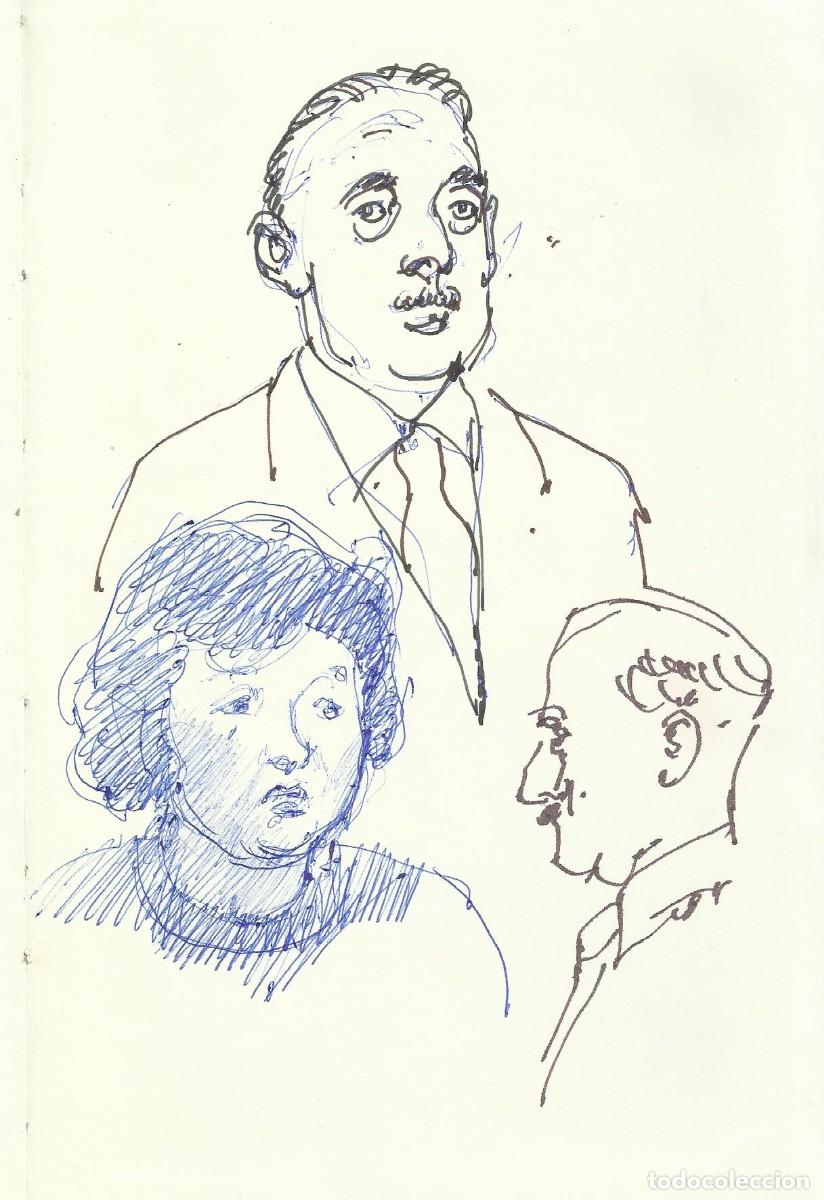 Arte: Carlos Enrique Lencinas G&oacute;mez. Tinta sobre papel. &rdquo;Apunte: Personajes, rostros&rdquo;. Sin firmar.
