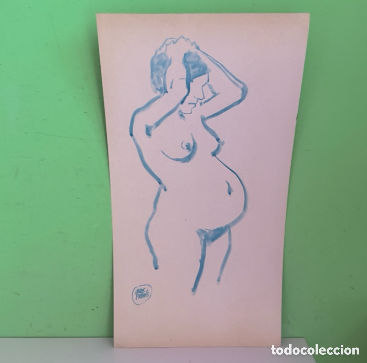 Arte: Carles Prun&eacute;s (1937-2017) &ndash; Desnudo femenino sobre papel firmado (35 x 66 cm)