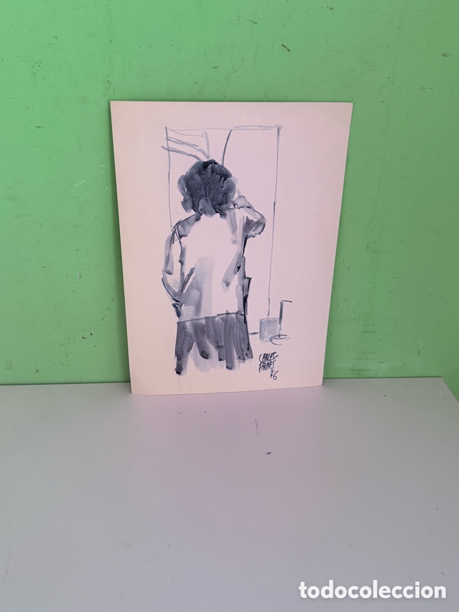 Arte: Carles Prun&eacute;s (1937-2017) &ndash; Figura femenina de espaldas sobre papel firmada (34 x 24 cm)