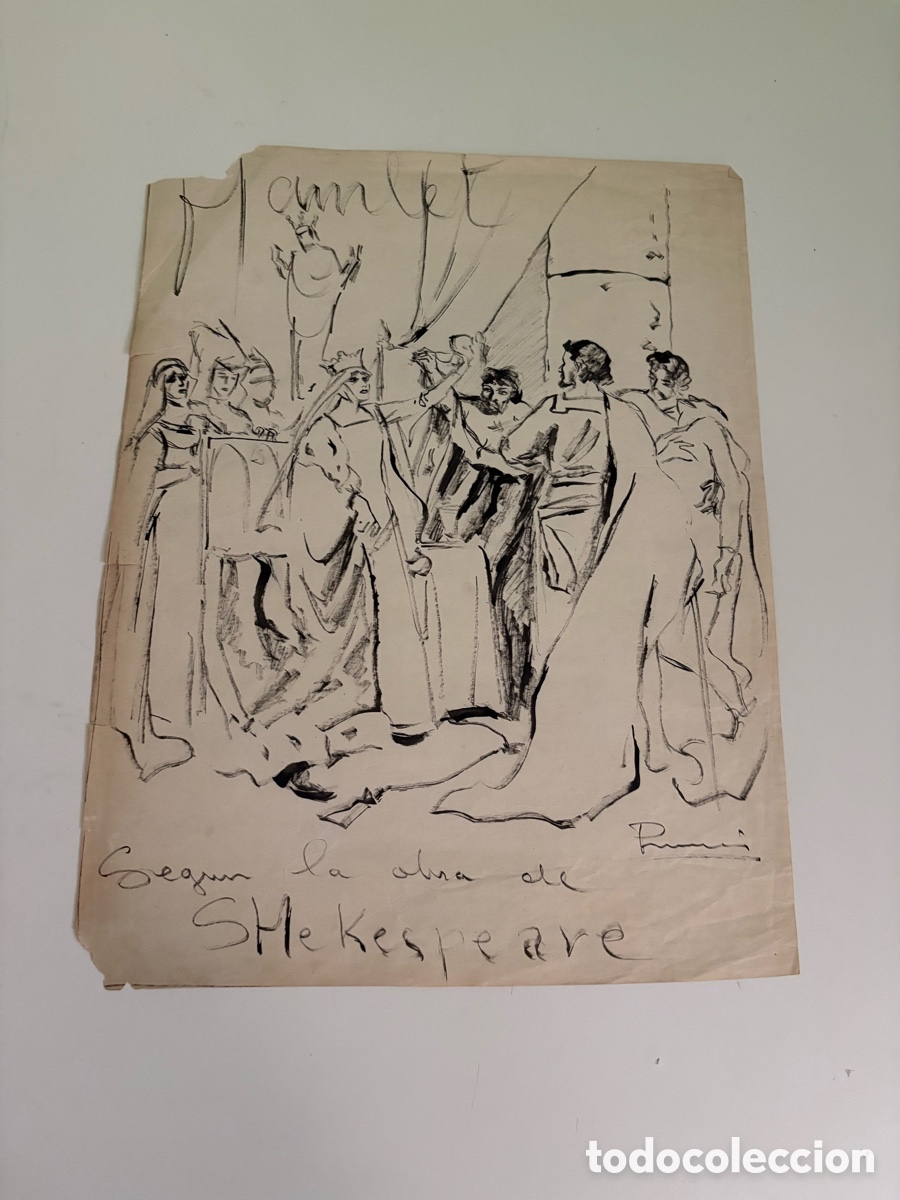 Arte: Carles Prun&eacute;s (1937-2017) &ndash; Dibujo sobre papel, escena teatral inspirada en Shakespeare