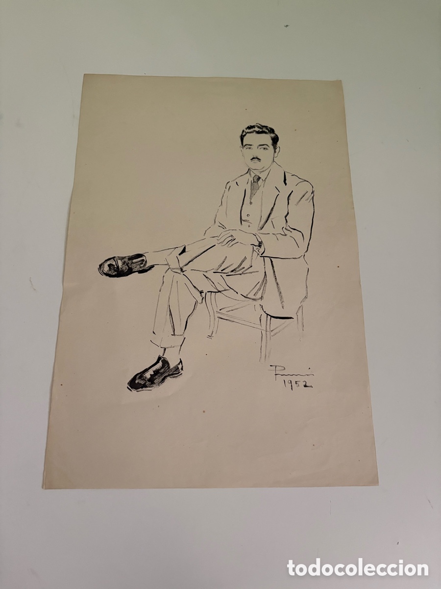Arte: Carles Prun&eacute;s (1937-2017) &ndash; Retrato masculino sentado, dibujo sobre papel (1952)