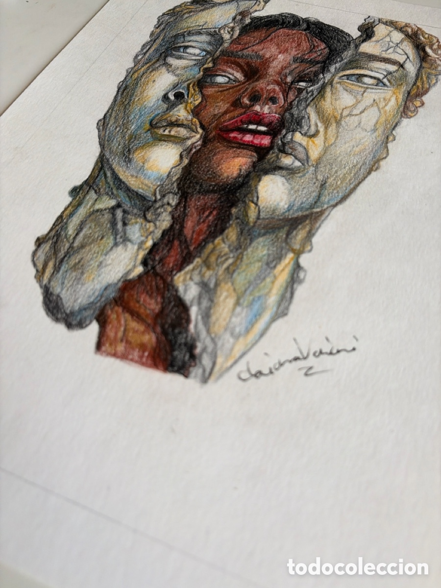 Arte: Tre volti disegno con pastello - Foto 6