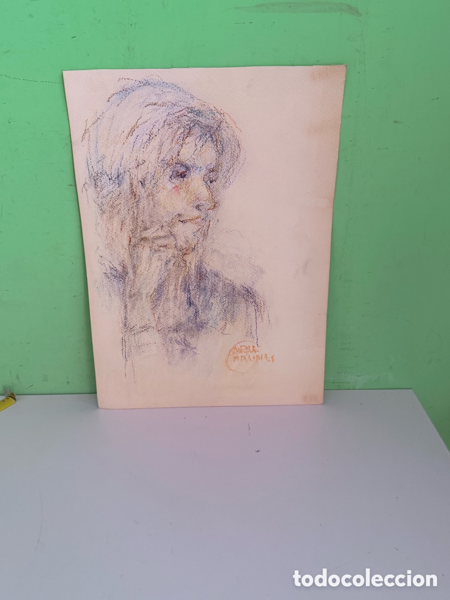 Arte: Carles Prun&eacute;s (1937-2017) &ndash; Retrato femenino, t&eacute;cnica mixta sobre papel (33 &times; 45 cm)