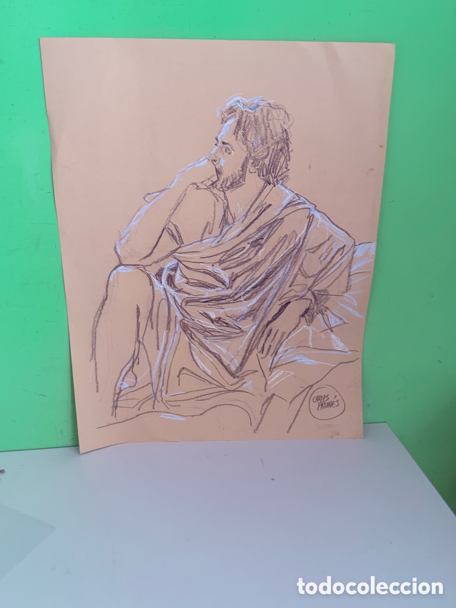 Arte: Carles Prun&eacute;s (1937-2017) &ndash; Estudio de figura cl&aacute;sica, dibujo sobre papel (50 &times; 65 cm)