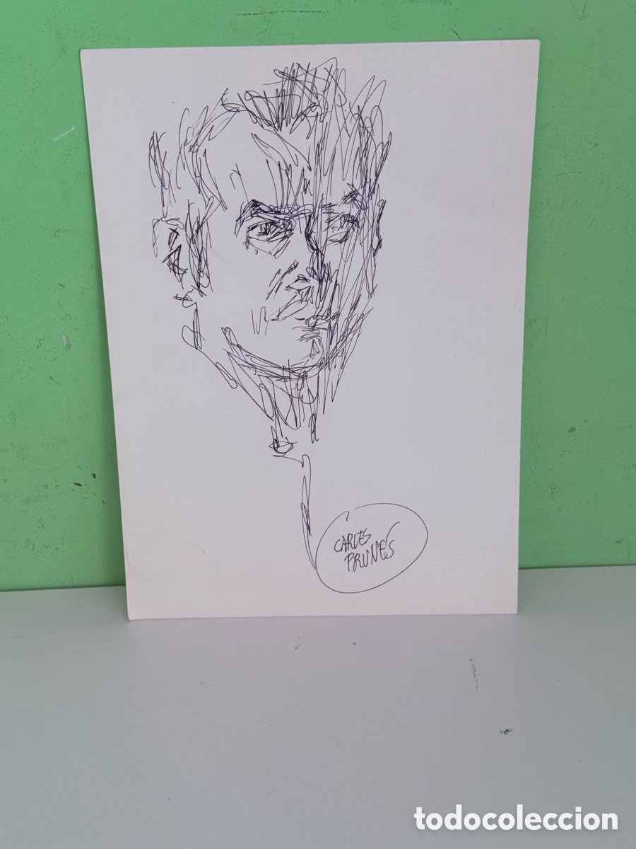Arte: Carles Prun&eacute;s (1937-2017) &ndash; Retrato masculino expresionista, dibujo a tinta sobre papel (40 &times; 30 cm)
