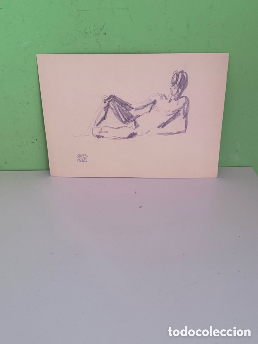 Arte: Carles Prun&eacute;s (1937-2017) &ndash; Desnudo masculino, dibujo sobre papel (30 &times; 40 cm)