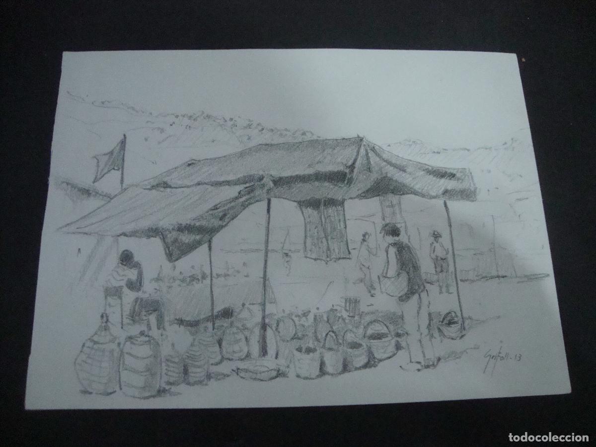 Arte: JOSEP GRIFOLL DIBUJO A LAPIZ SOBRE PAPEL 38 X 21 CM