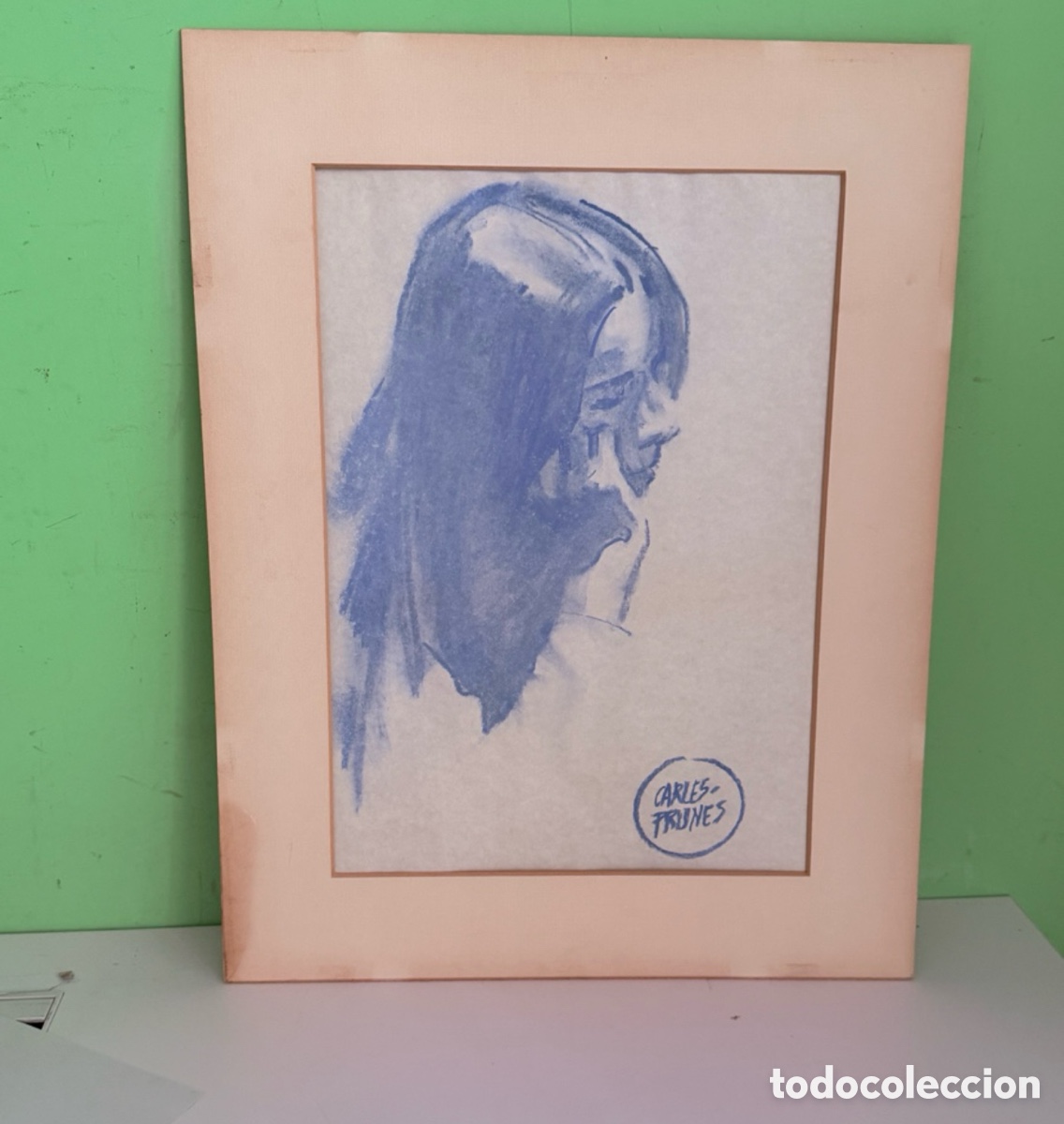 Arte: Carles Prun&eacute;s (1937-2017) &ndash; Retrato femenino de perfil, dibujo sobre papel (32 &times; 44 cm)