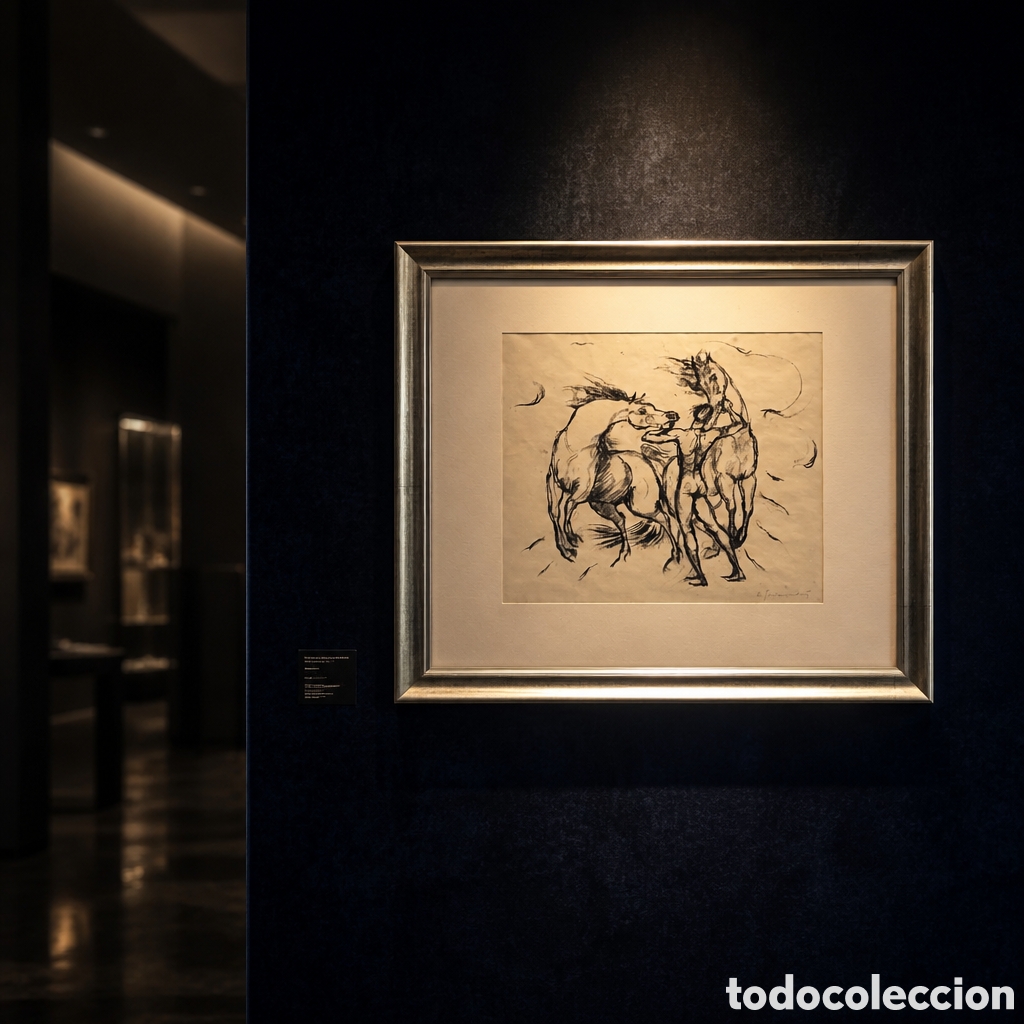 Arte: ARTHUR GRUNENBERG. 1880-1952 ALEMANIA.DIBUJO ORIGINAL A CARBONCILLO Y FIRMADO.OBRA 25&times;22.MARCO 44&times;36
