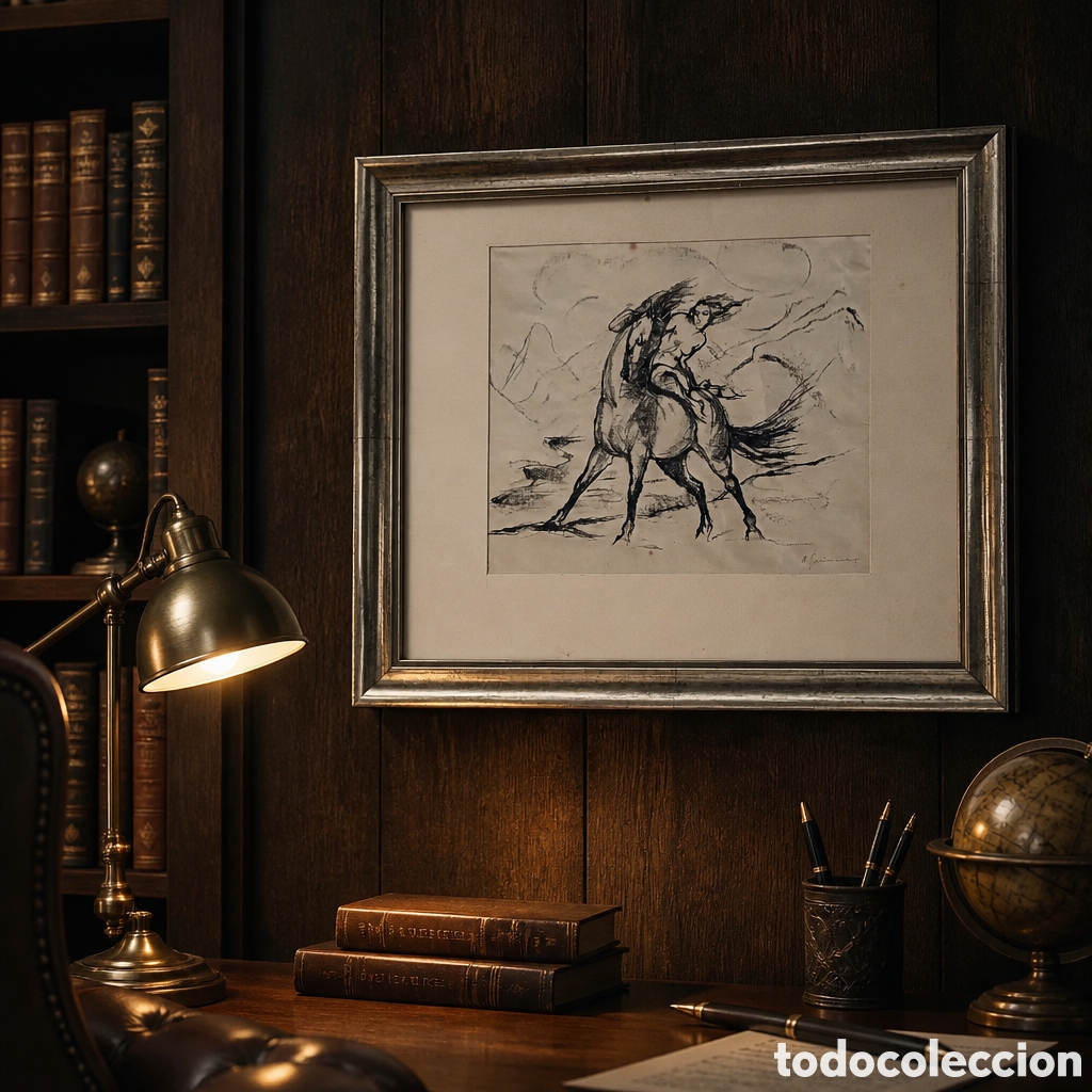 Arte: ARTHUR GRUNENBERG. 1880-1952 ALEMANIA.DIBUJO ORIGINAL A CARBONCILLO Y FIRMADO.OBRA 25&times;22.MARCO 44&times;36