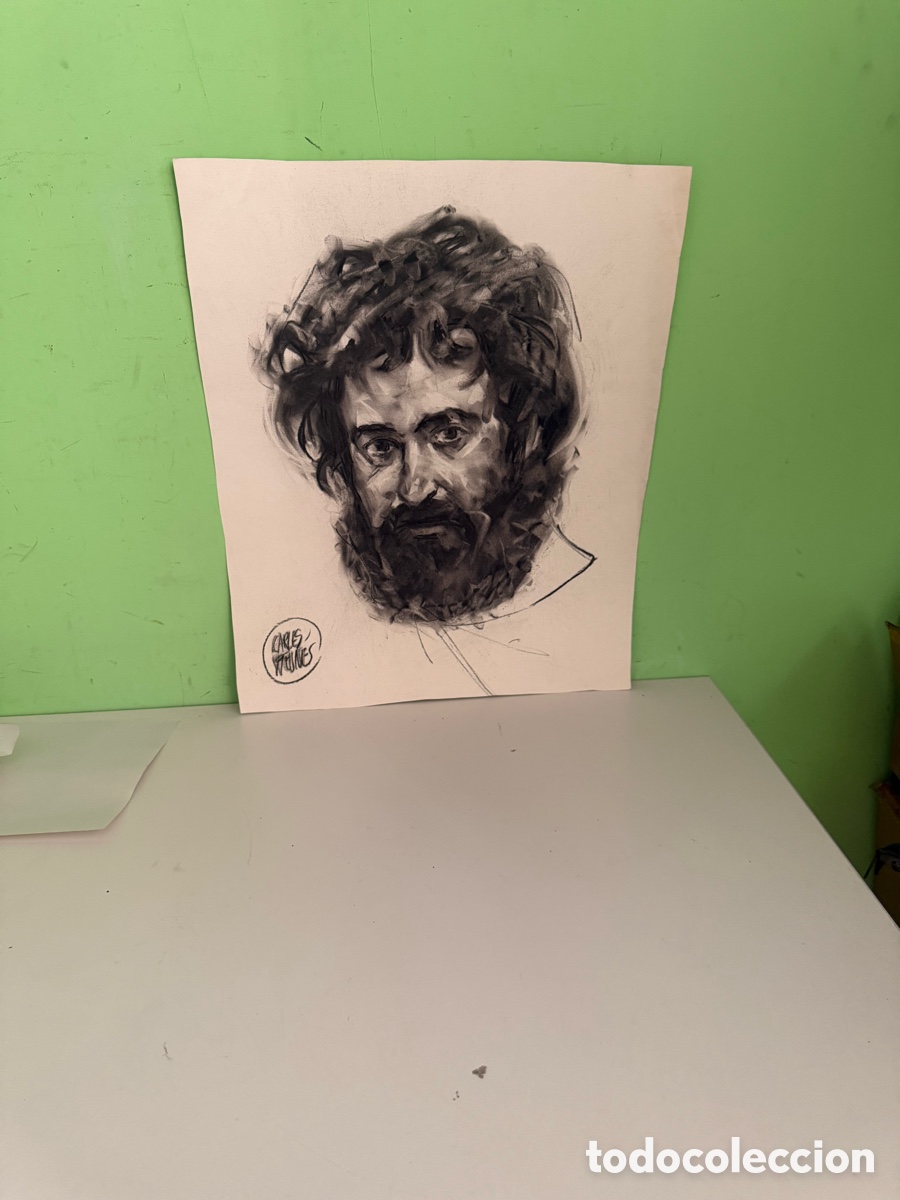 Arte: Carles Prun&eacute;s (1937-2017) &ndash; Retrato masculino con barba firmado (43 x 56 cm)