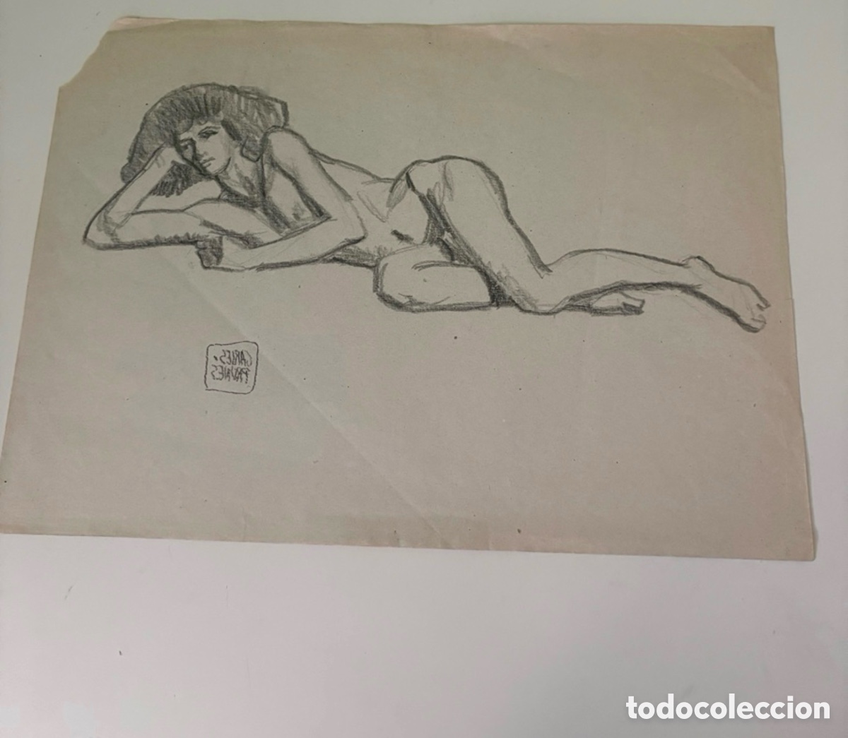 Arte: Carles Prun&eacute;s (1937-2017) &ndash; Desnudo femenino recostado, dibujo sobre papel firmado