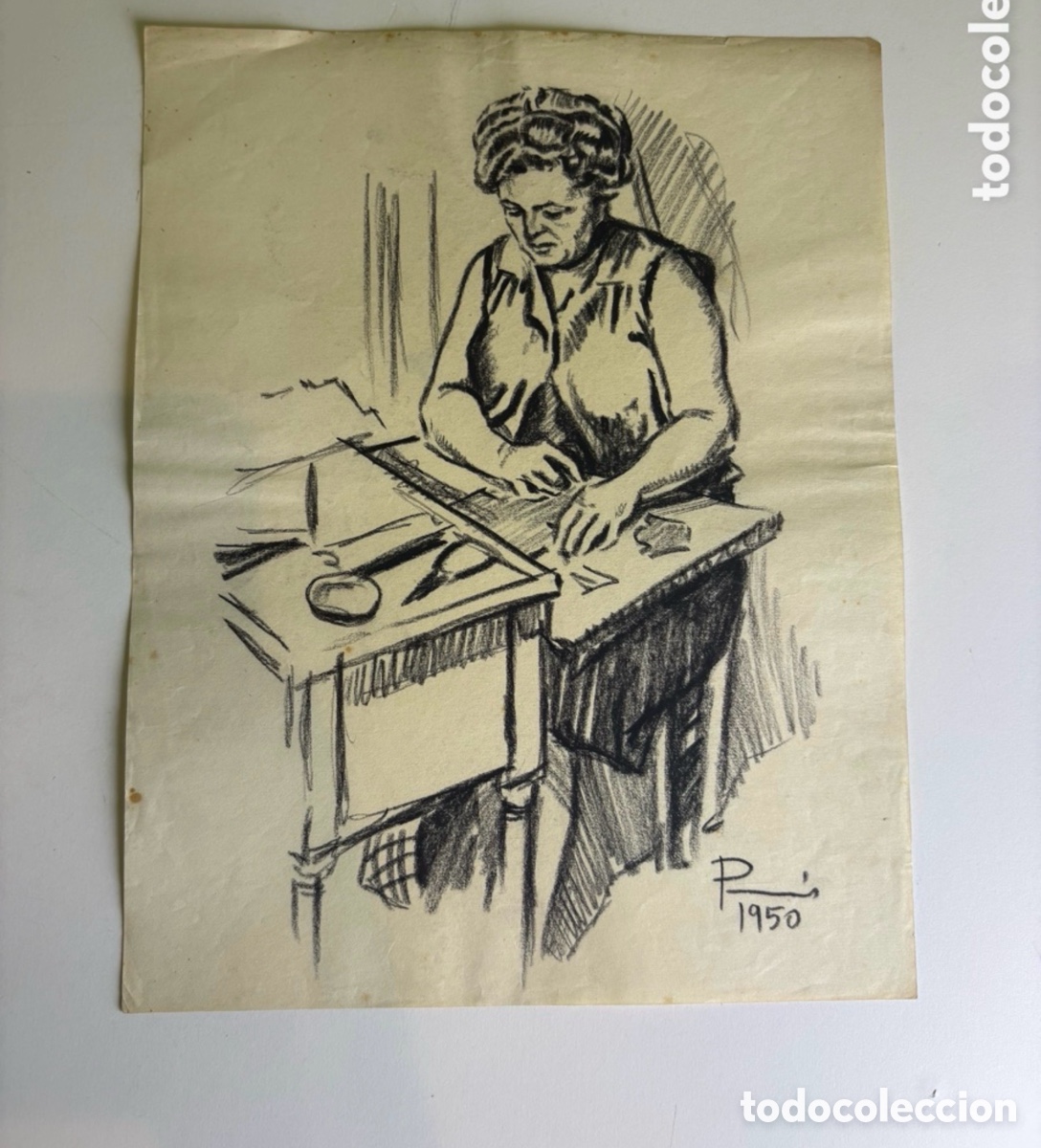 Arte: Carles Prun&eacute;s (1937-2017) &ndash; Dibujo sobre papel, firmado y fechado 1950