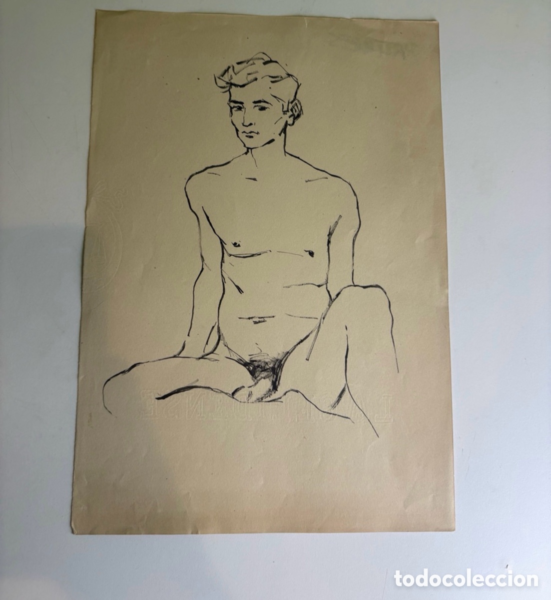 Arte: Carles Prun&eacute;s (1937-2017) &ndash; Dibujo sobre papel, desnudo masculino de estudio .