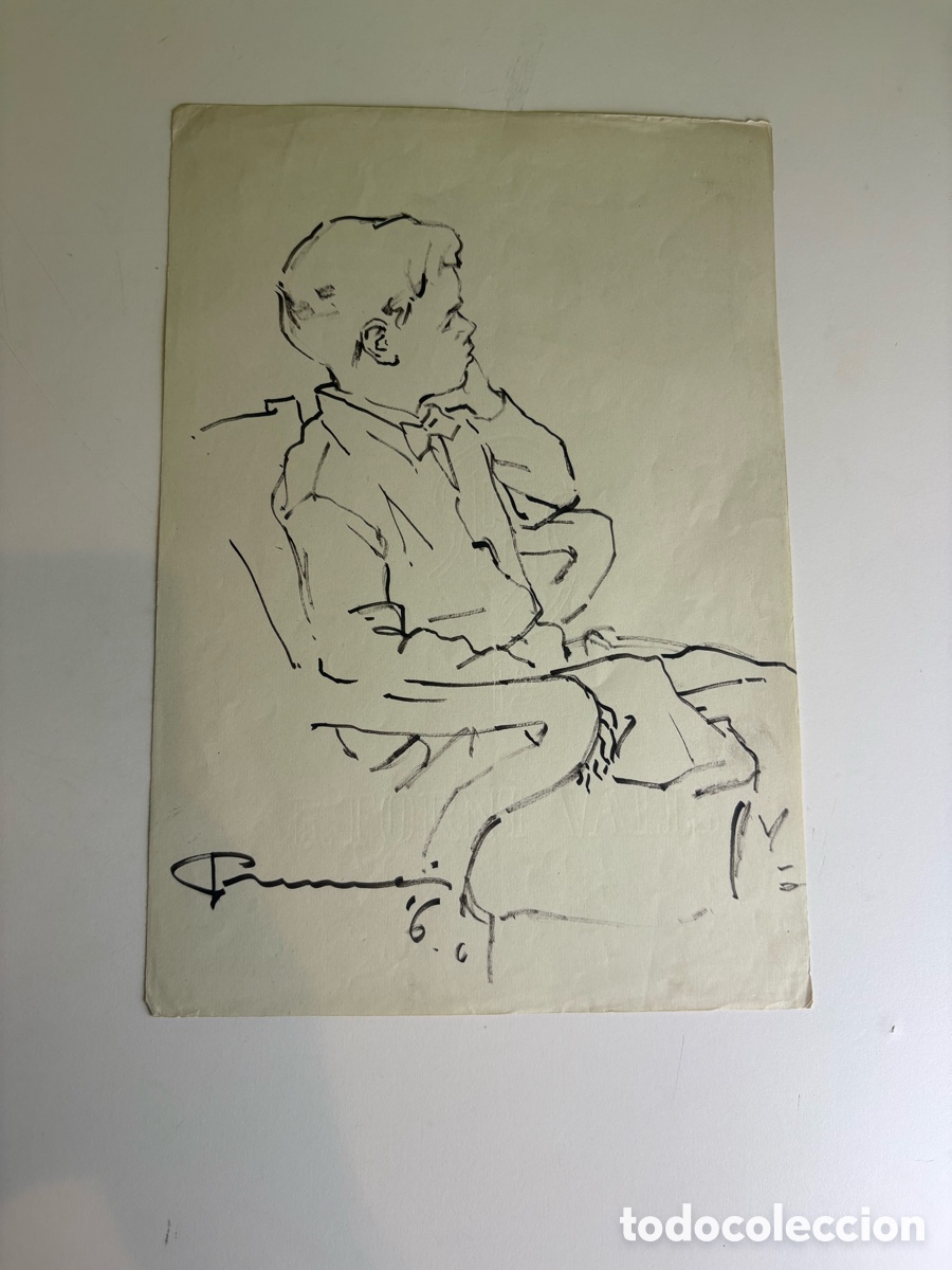 Arte: Carles Prun&eacute;s (1937-2017) &ndash; Retrato infantil sentado sobre papel firmado