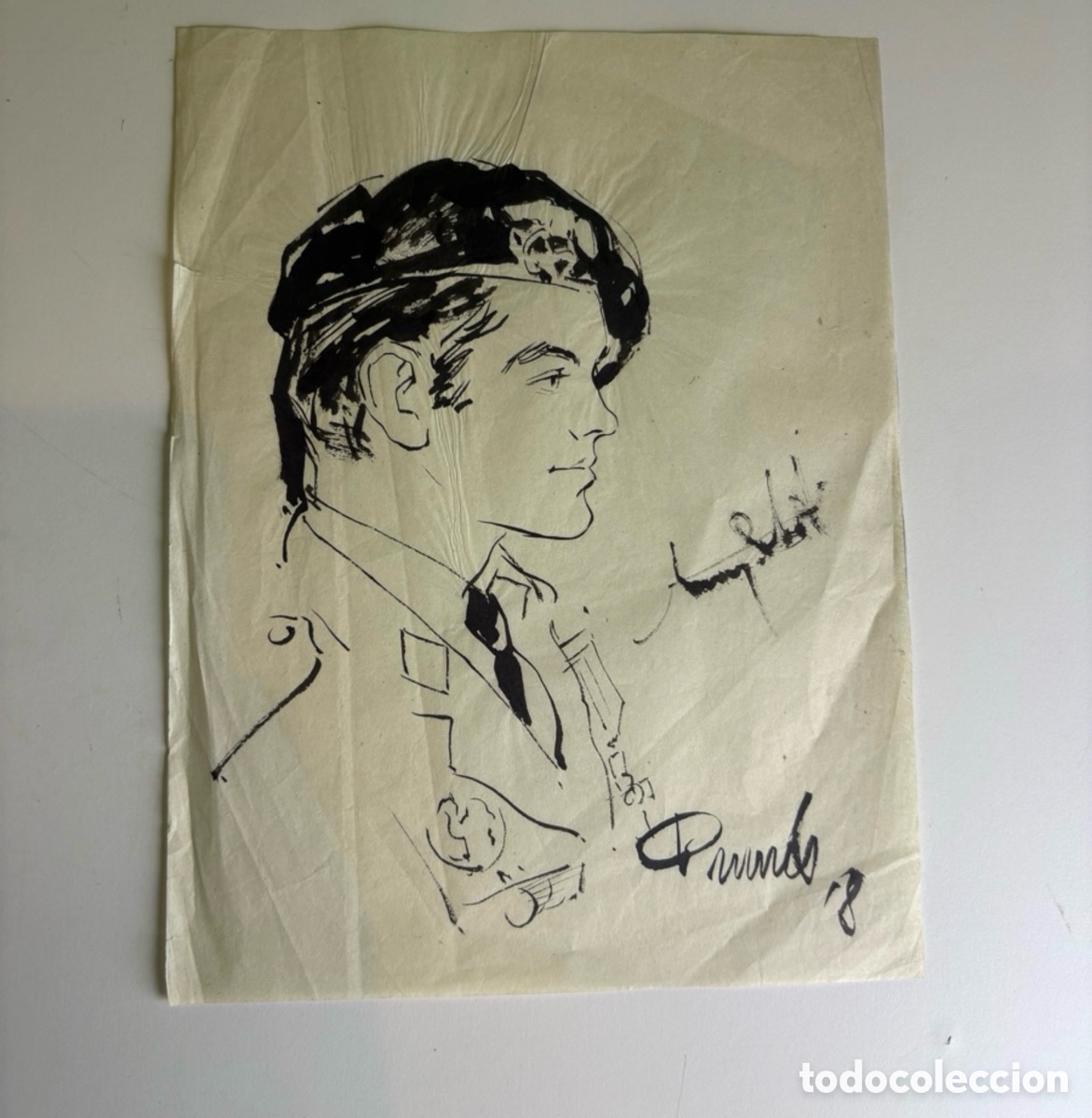 Arte: Carles Prun&eacute;s (1937-2017) &ndash; Retrato de joven con pa&ntilde;uelo sobre papel firmado