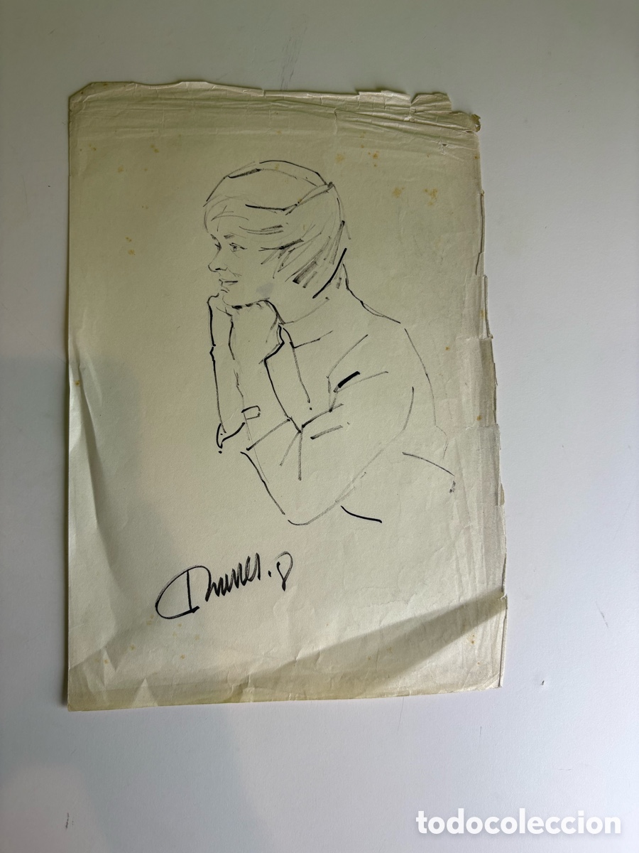 Arte: Carles Prun&eacute;s (1937-2017) &ndash; Retrato femenino de perfil sobre papel firmado