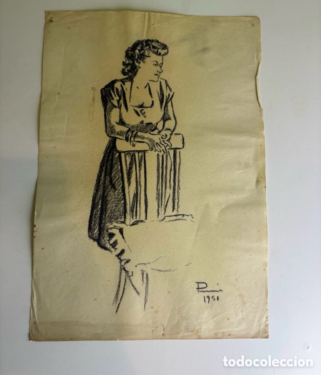 Arte: Carles Prun&eacute;s (1937-2017) &ndash; Mujer apoyada en una silla sobre papel firmado 1951