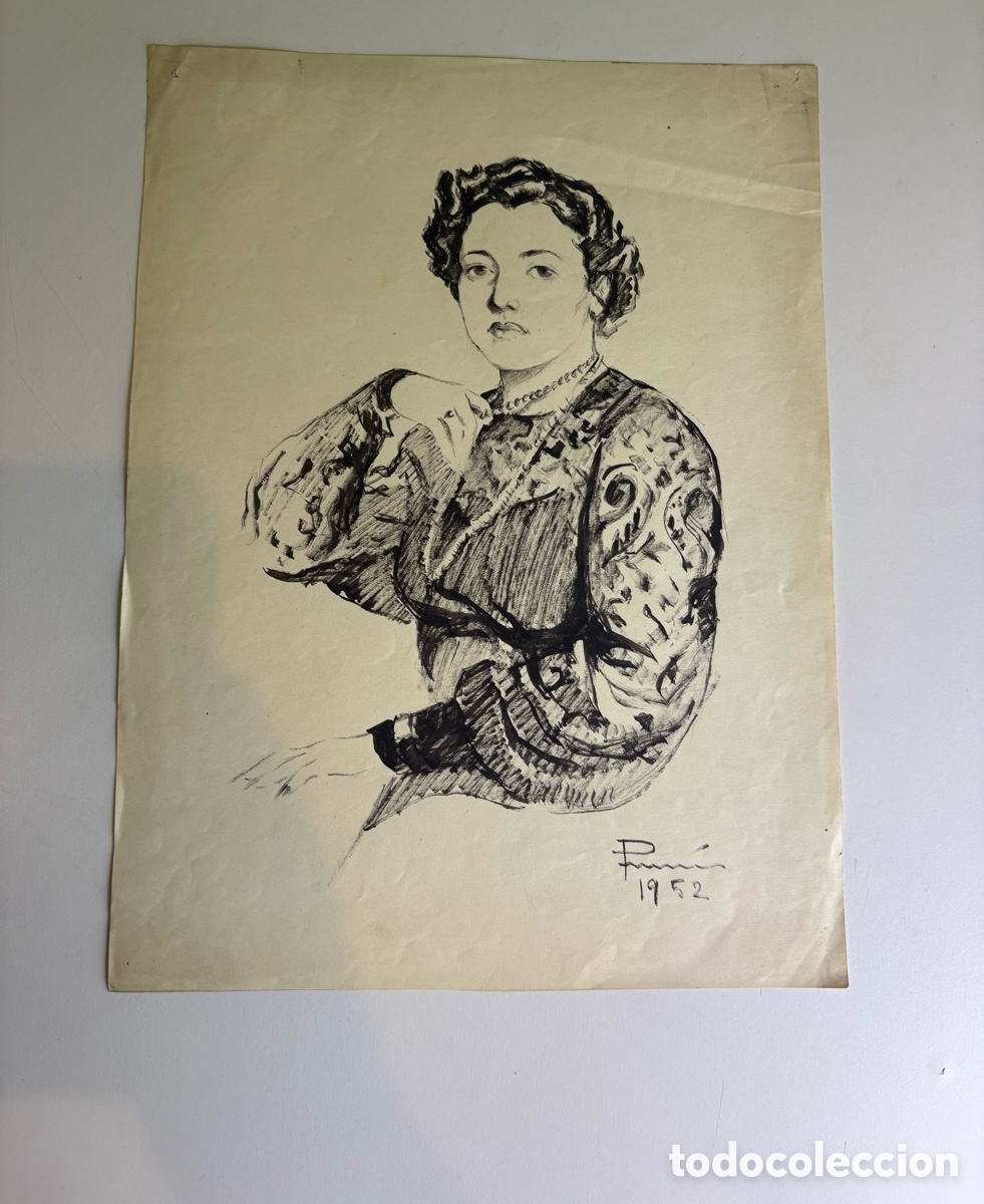 Arte: Carles Prun&eacute;s (1937-2017) &ndash; Retrato femenino, dibujo sobre papel firmado 1952