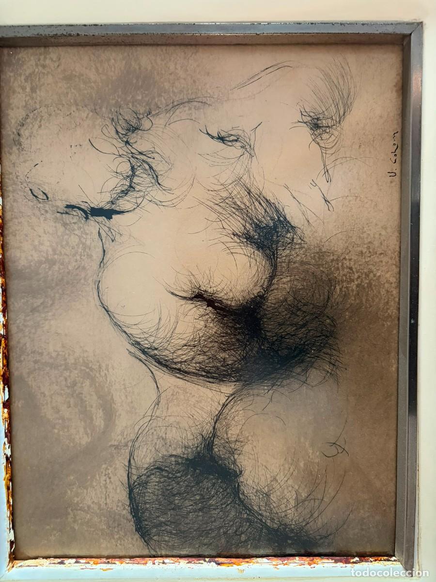 Arte: Dibujo original de Vicent Colom. Composici&oacute;n abstracta org&aacute;nica, firmado, Circa 1980.