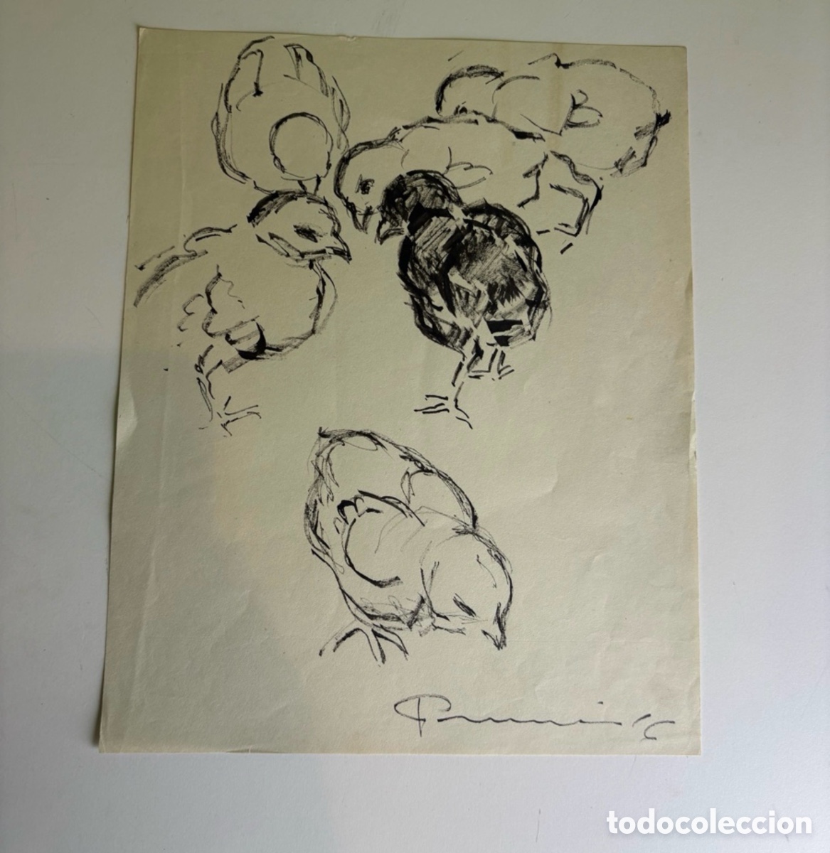 Arte: Carles Prun&eacute;s (1937-2017) &ndash; Dibujo sobre papel firmado &ndash; Patio con vegetaci&oacute;n