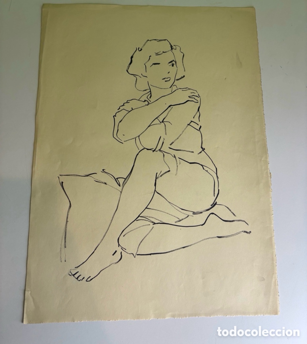 Arte: Carles Prun&eacute;s (1937-2017) &ndash; Dibujo sobre papel &ndash; Figura femenina sentada