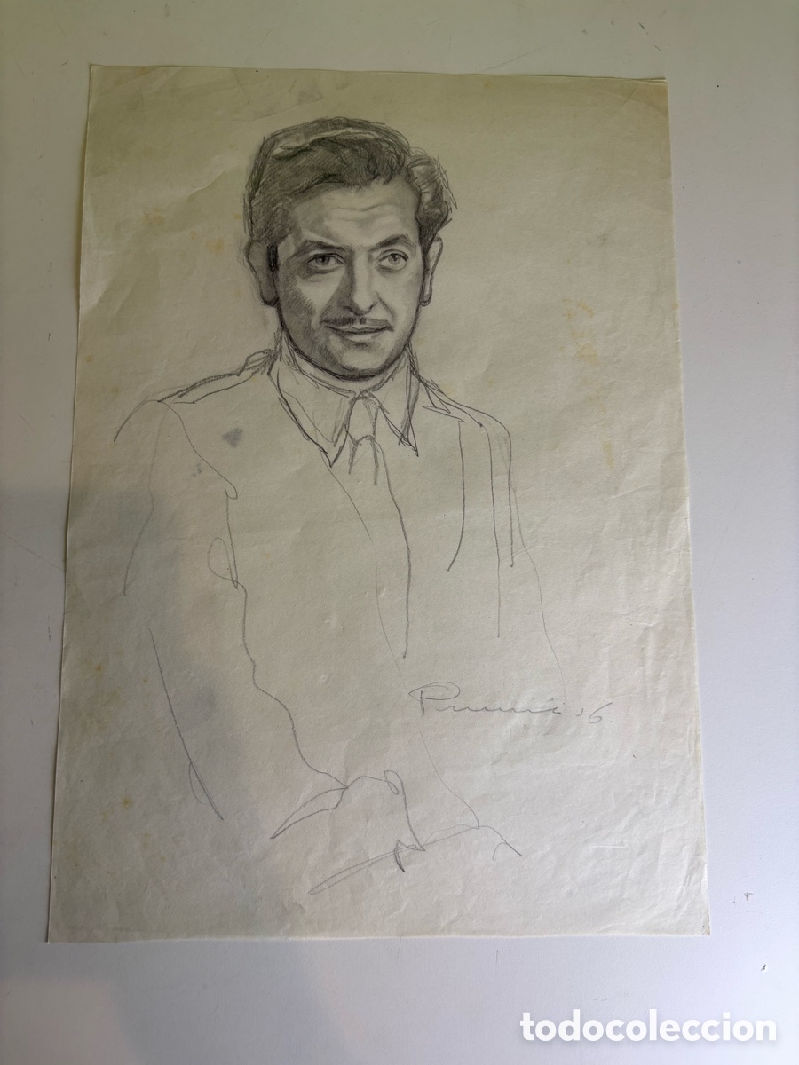 Arte: Carles Prun&eacute;s (1937-2017) &ndash; Retrato masculino, dibujo original firmado 1956