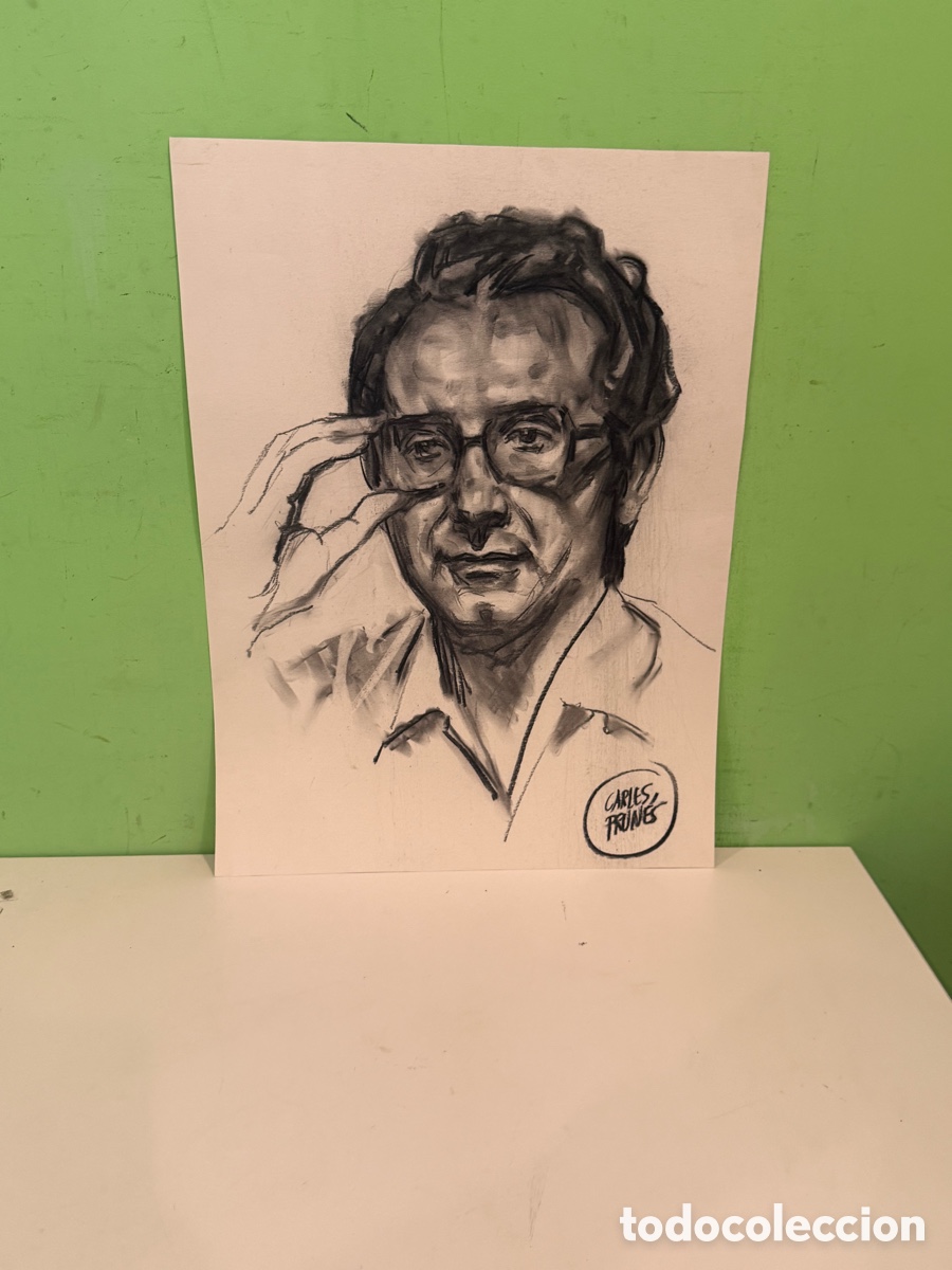 Arte: Carles Prun&eacute;s (1937-2017) Carboncillo sobre papel &ndash; Retrato masculino firmado