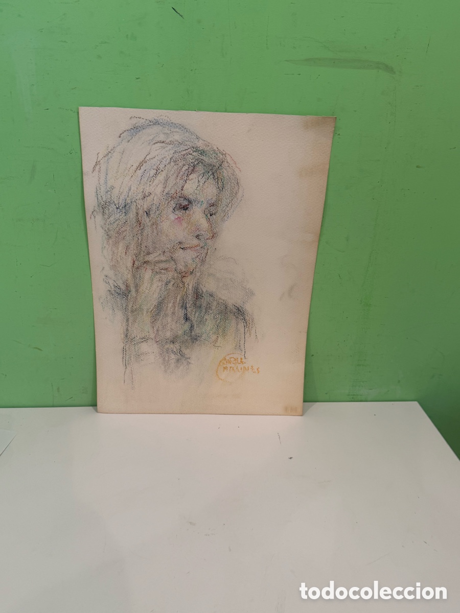 Arte: Carles Prun&eacute;s (1937-2017) Pastel sobre papel &ndash; Retrato femenino firmado (45 &times; 33 cm)