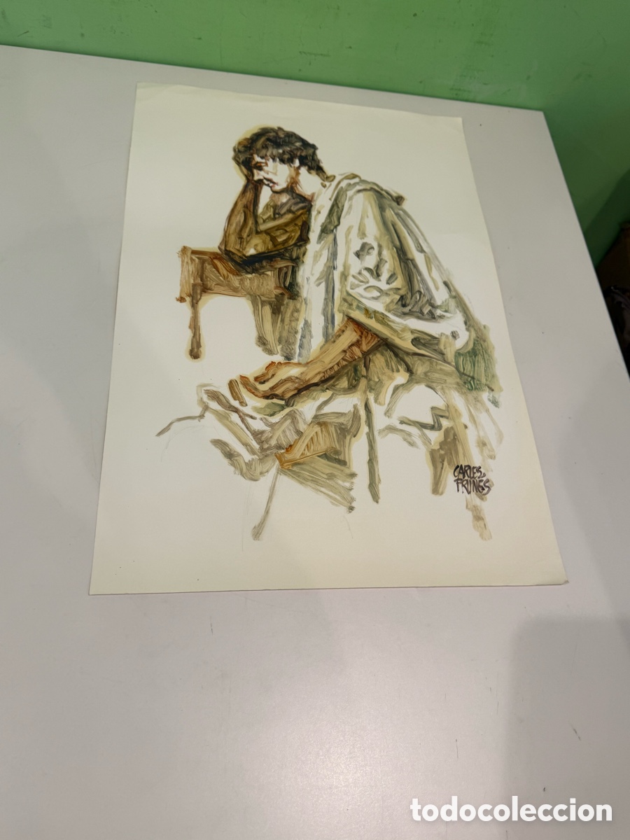 Arte: Carles Prun&eacute;s (1937-2017) Estudio de modelo sentado sobre papel firmado