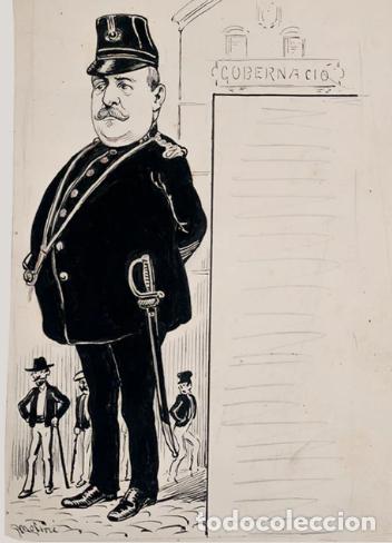 Arte: MANUEL MOLIN&Eacute;. Dibujo original para prensa: La Campana de Gr&agrave;cia, 1899