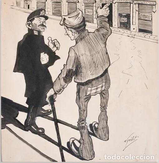 Arte: &rdquo;NY&Eacute;BIT&rdquo;. Dibujo original para prensa antigua &rdquo;L'Esquella de la Torratxa&rdquo;, 1905