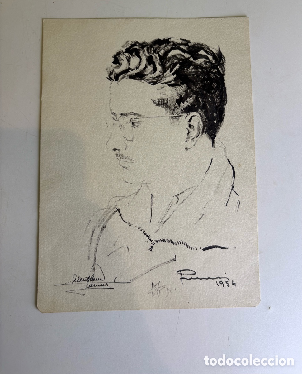 Arte: Carles Prun&eacute;s (1937-2017) &ndash; Retrato masculino con gafas, dibujo sobre papel (1954)