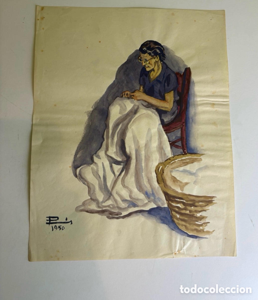 Arte: Carles Prun&eacute;s (1937-2017) &ndash; Costurera, acuarela sobre papel (1950)