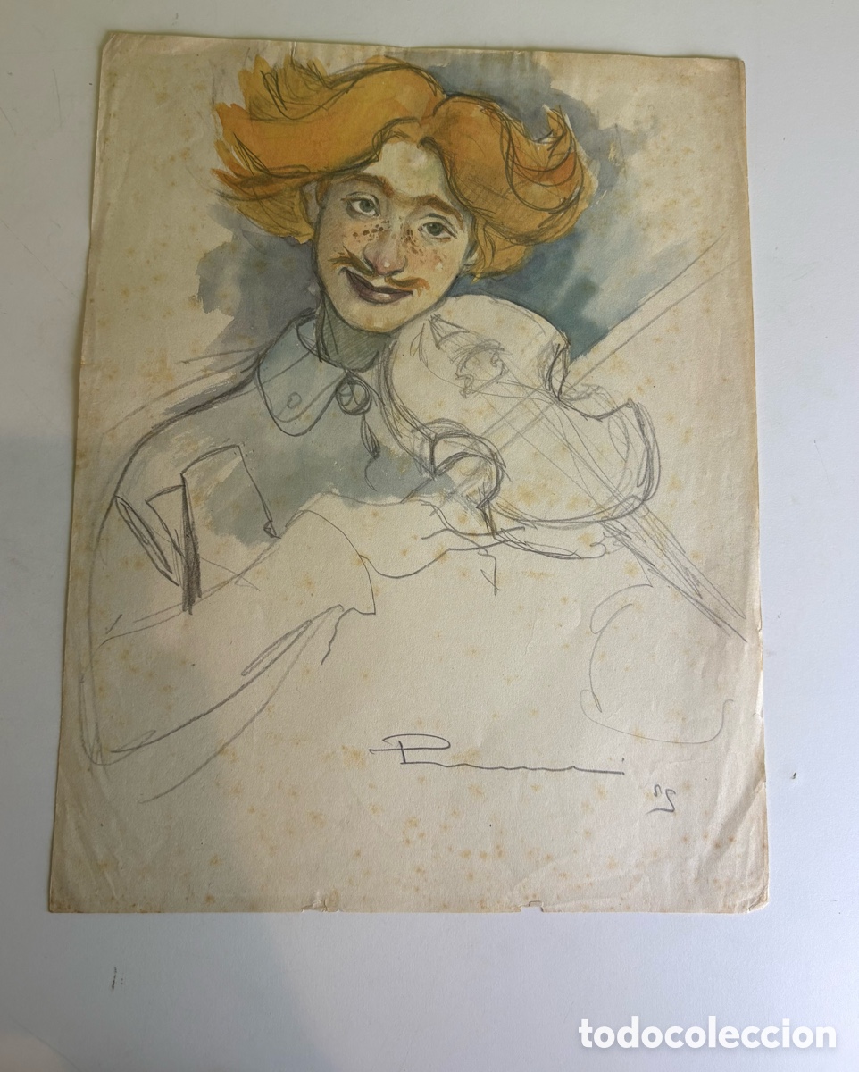 Arte: Carles Prun&eacute;s (1937-2017) &ndash; Estudio de payaso, acuarela y dibujo sobre papel (1954)