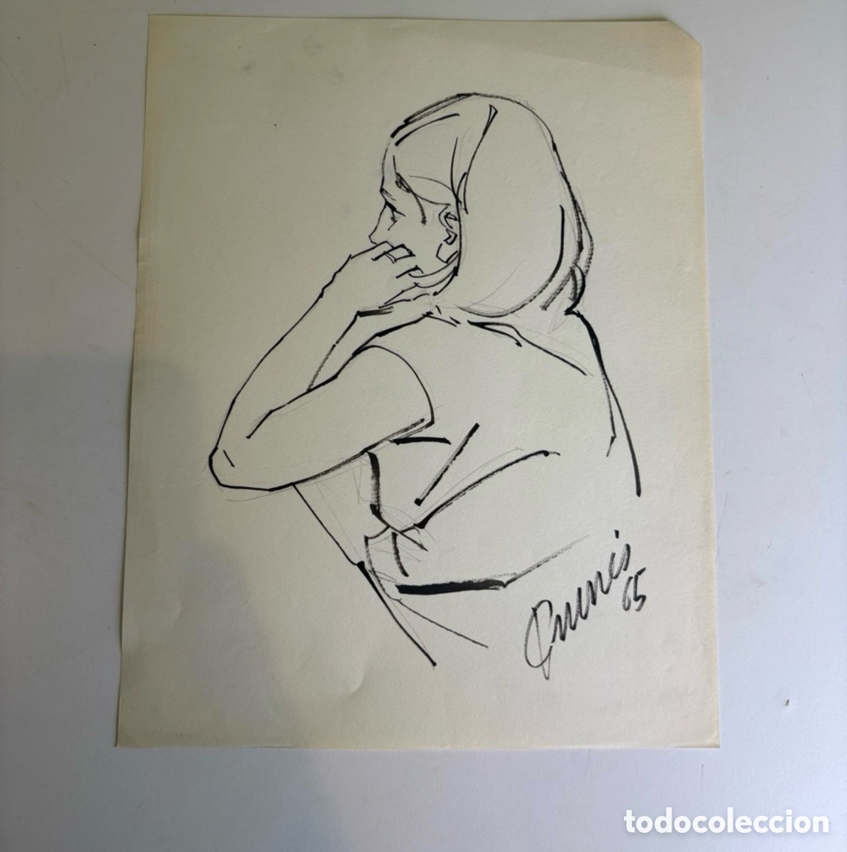 Arte: Carles Prun&eacute;s (1937-2017) &ndash; Retrato femenino de perfil, dibujo sobre papel (1965)