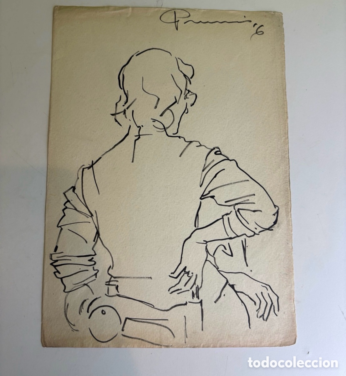 Arte: Carles Prun&eacute;s (1937-2017) &ndash; Figura femenina de espaldas, dibujo sobre papel (1956)