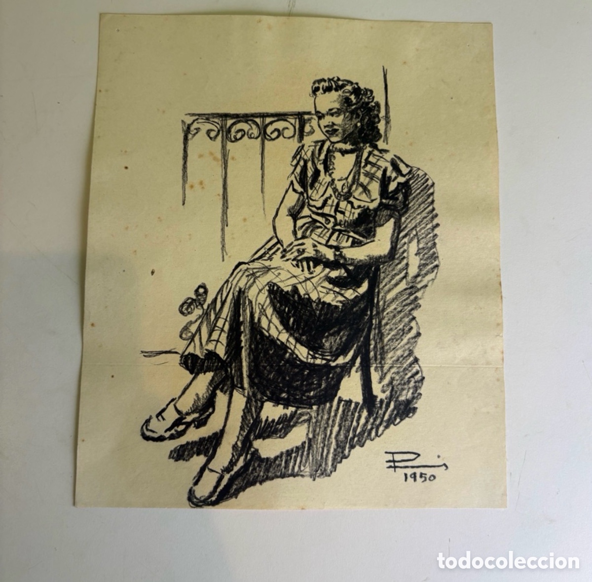 Arte: Carles Prun&eacute;s (1937-2017) &ndash; Mujer sentada, dibujo sobre papel (1950)