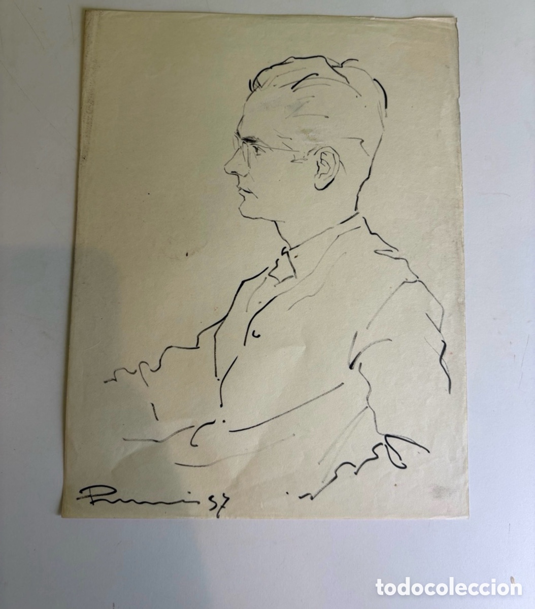 Arte: Carles Prun&eacute;s (1937-2017) &ndash; Retrato masculino de perfil, dibujo sobre papel (1957)