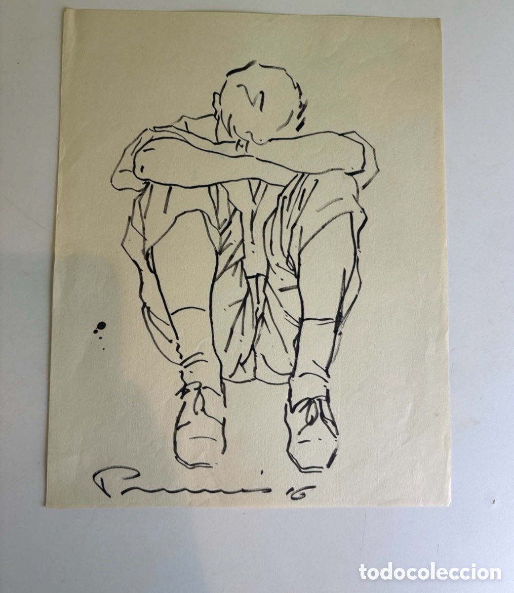 Arte: Carles Prun&eacute;s (1937-2017) &ndash; Figura masculina sentada, dibujo sobre papel (1956)
